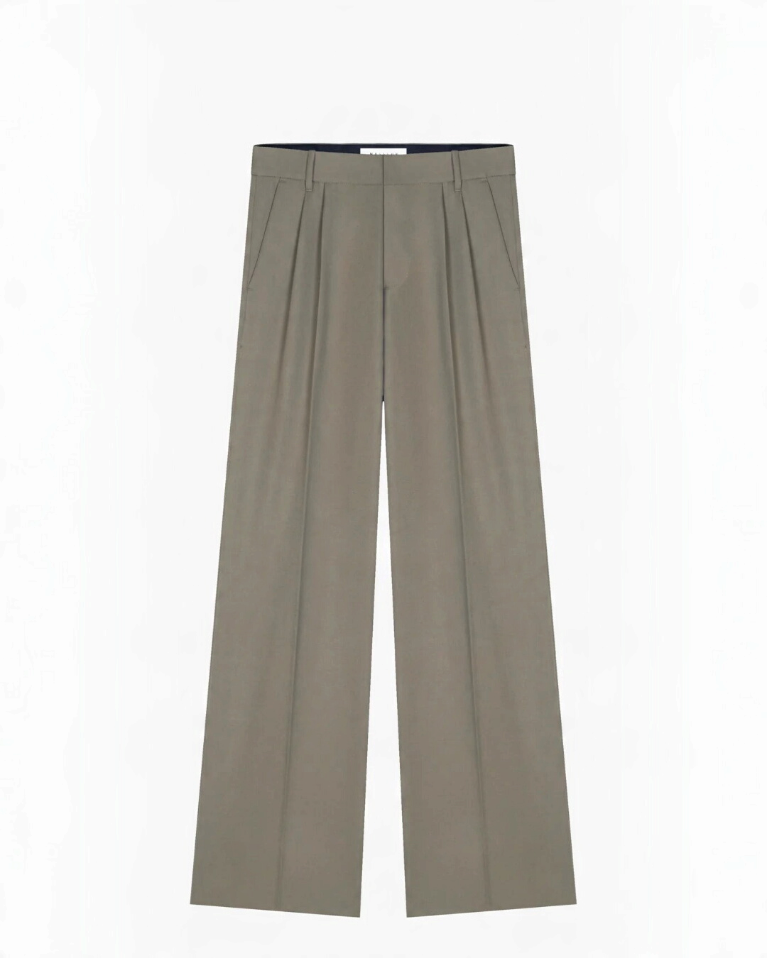 Pantalon tailleur Merci Paris Masscob Cheryl en laine gris galet avec double pli sur le devant et coupe droite