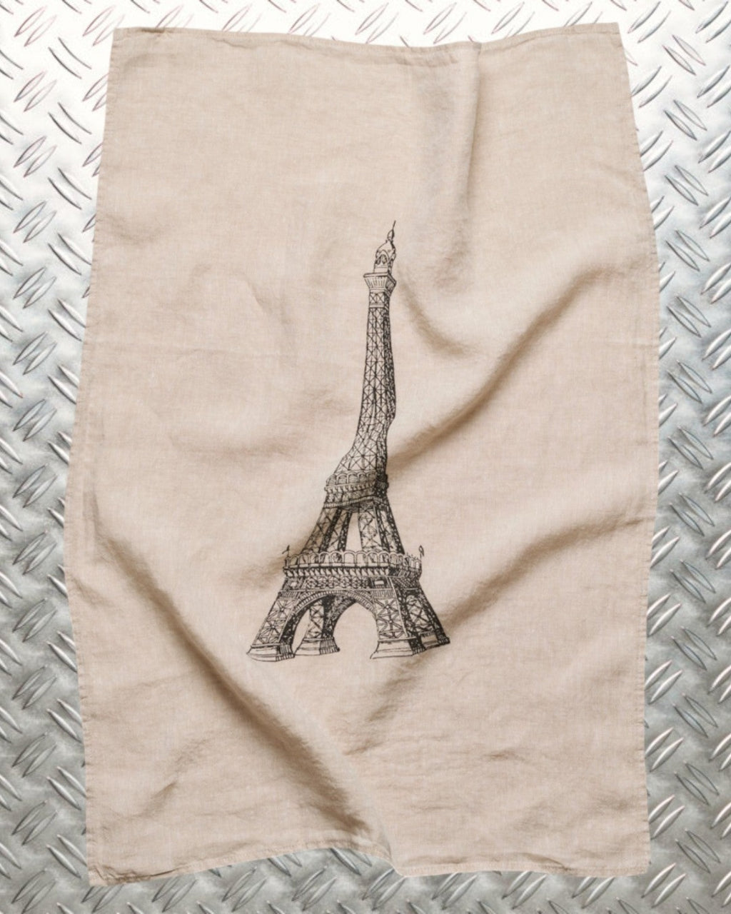 Serie Limitee Louise - Washed linen tea towel - Eiffel Tower