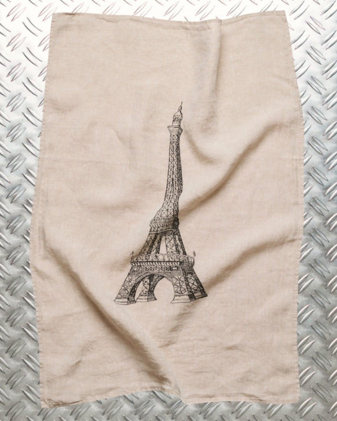 Serie Limitee Louise - Washed linen tea towel - Eiffel Tower