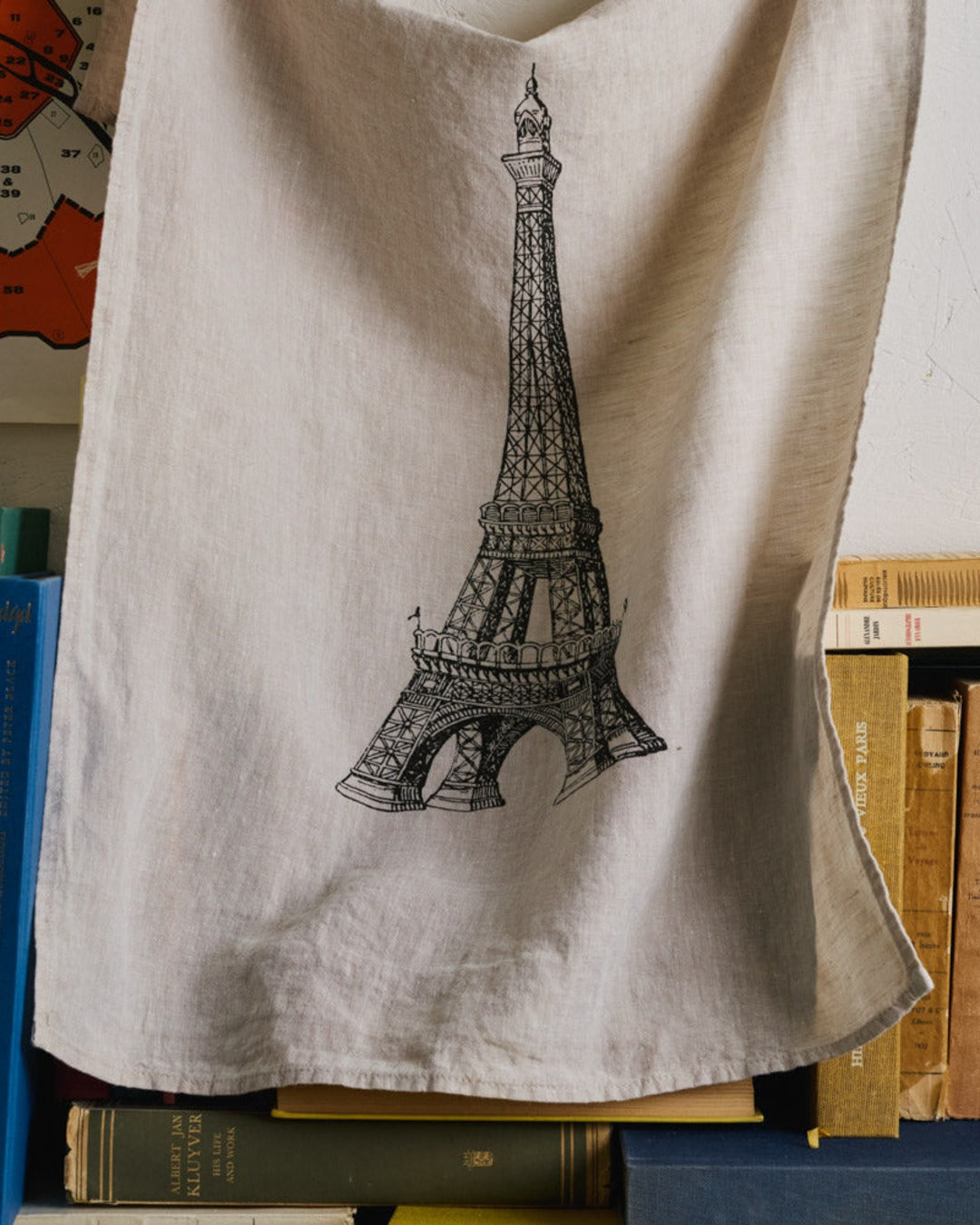 Serie Limitee Louise - Washed linen tea towel - Eiffel Tower