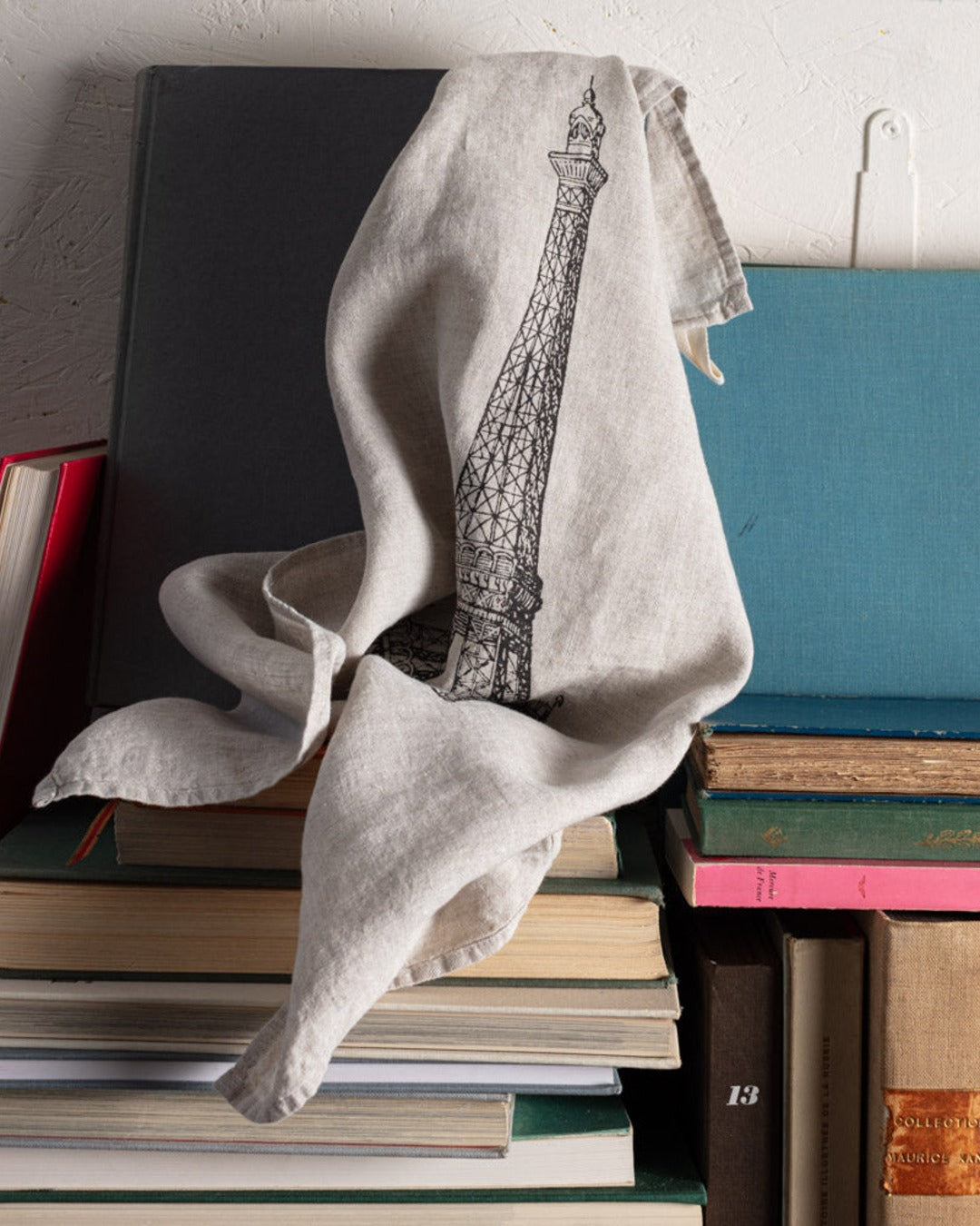 Serie Limitee Louise - Washed linen tea towel - Eiffel Tower