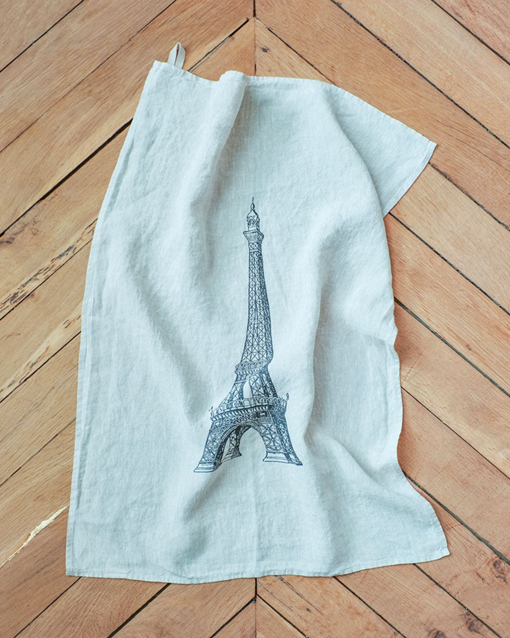 Serie Limitee Louise - Washed linen tea towel - Eiffel Tower