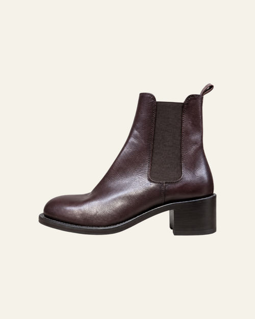 Ankle boots Merci Paris Elia Maurizi in smooth dark brown leather with side elastic and 4.5 cm heel