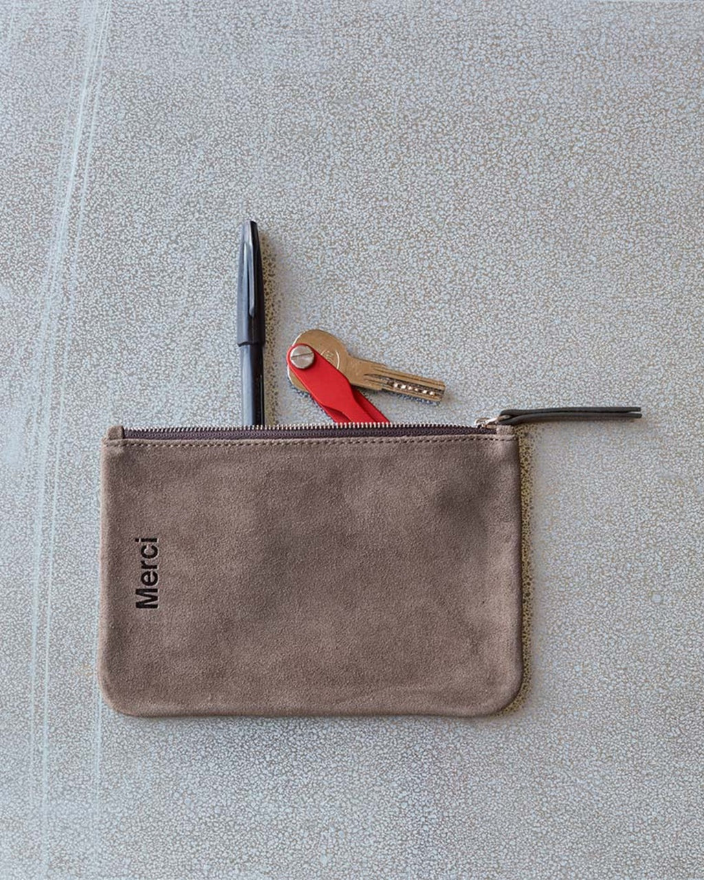 Merci - suede leather pouch - Saloon