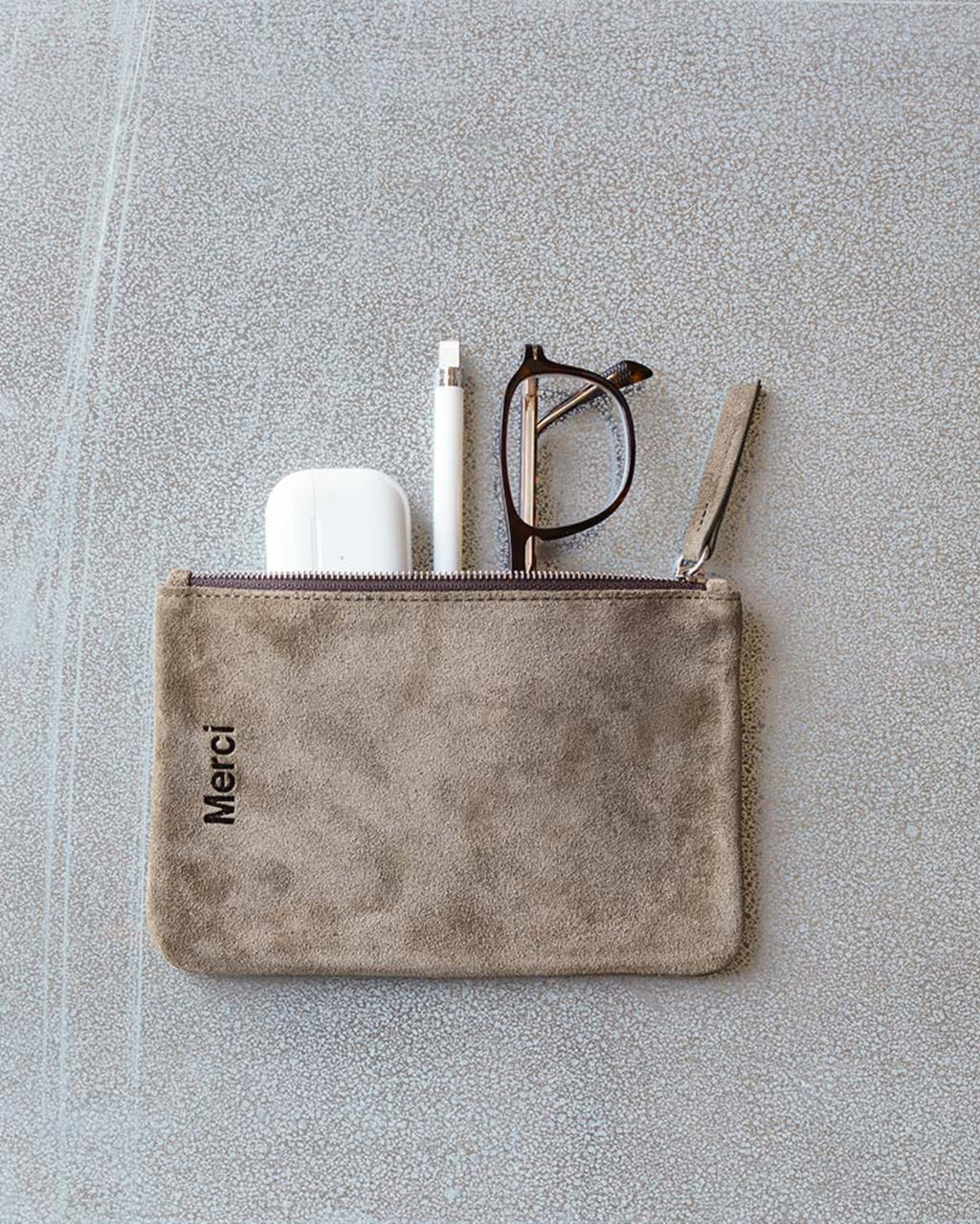 Merci - Pochette En Daim - Truffle