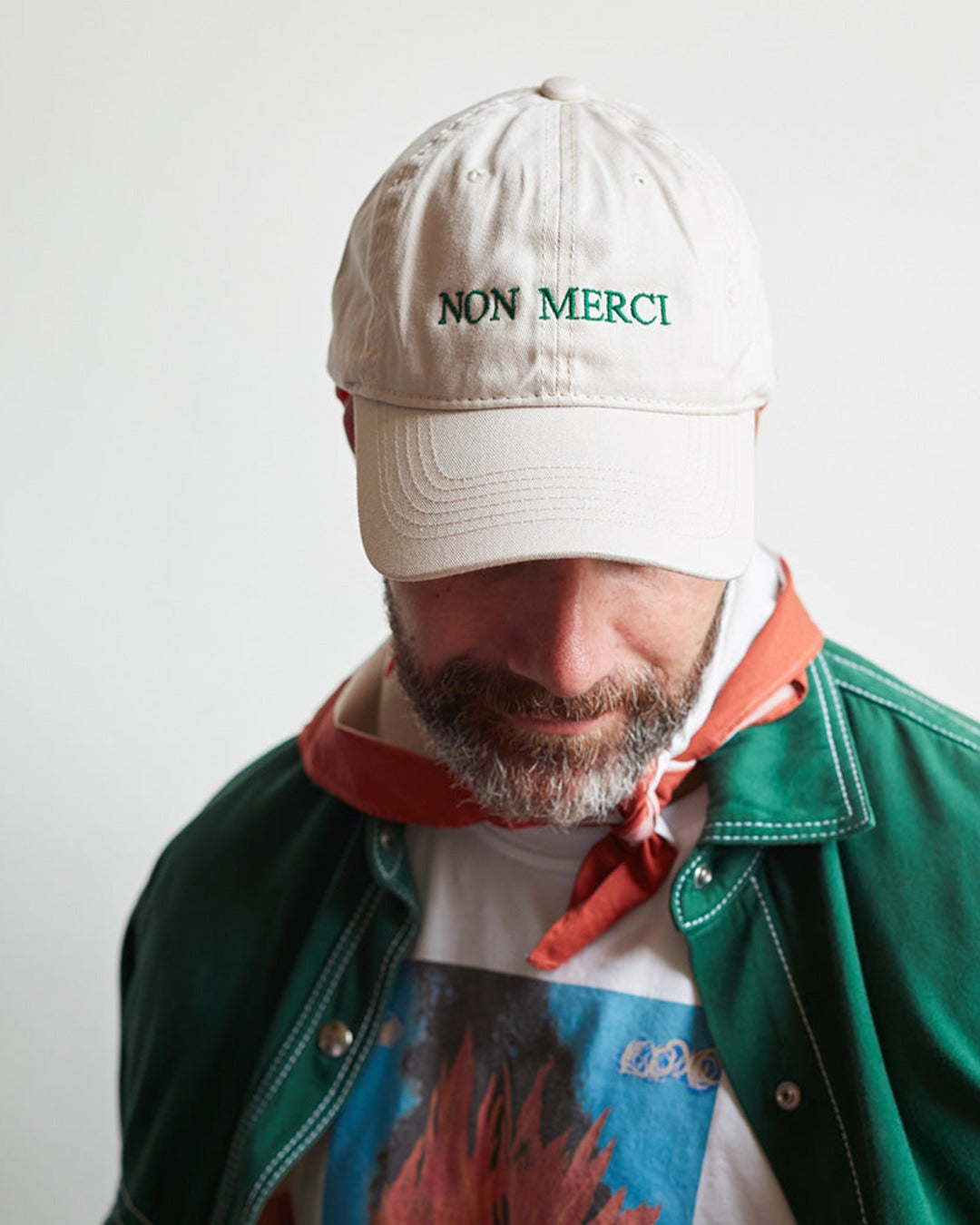 Merci - embroidered cap Non - Ecru