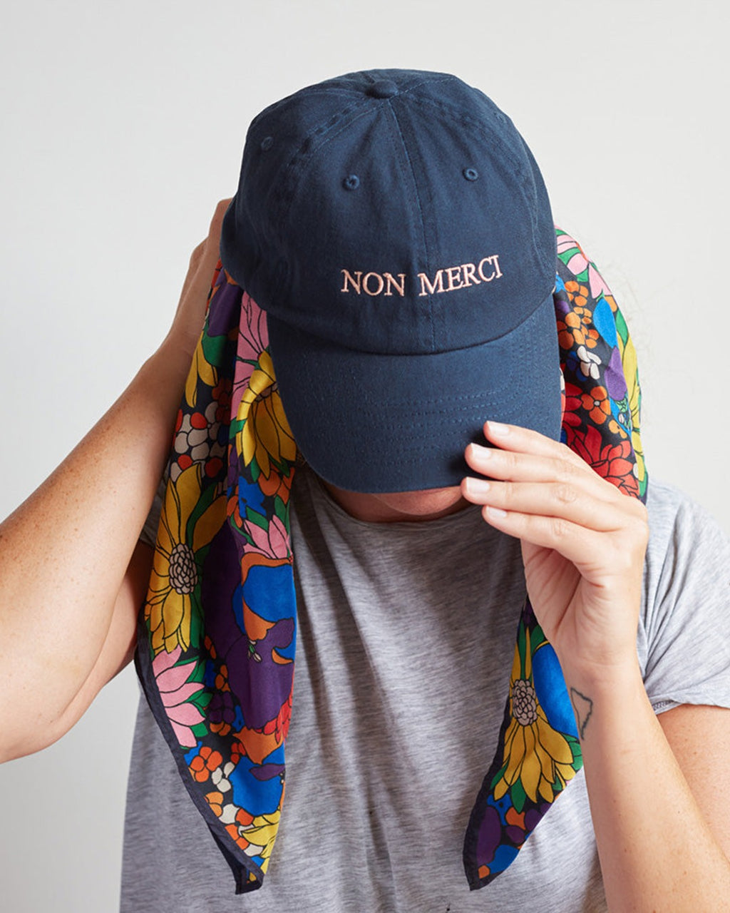 Merci - Embroidered Cap No Merci - Bleu Navy