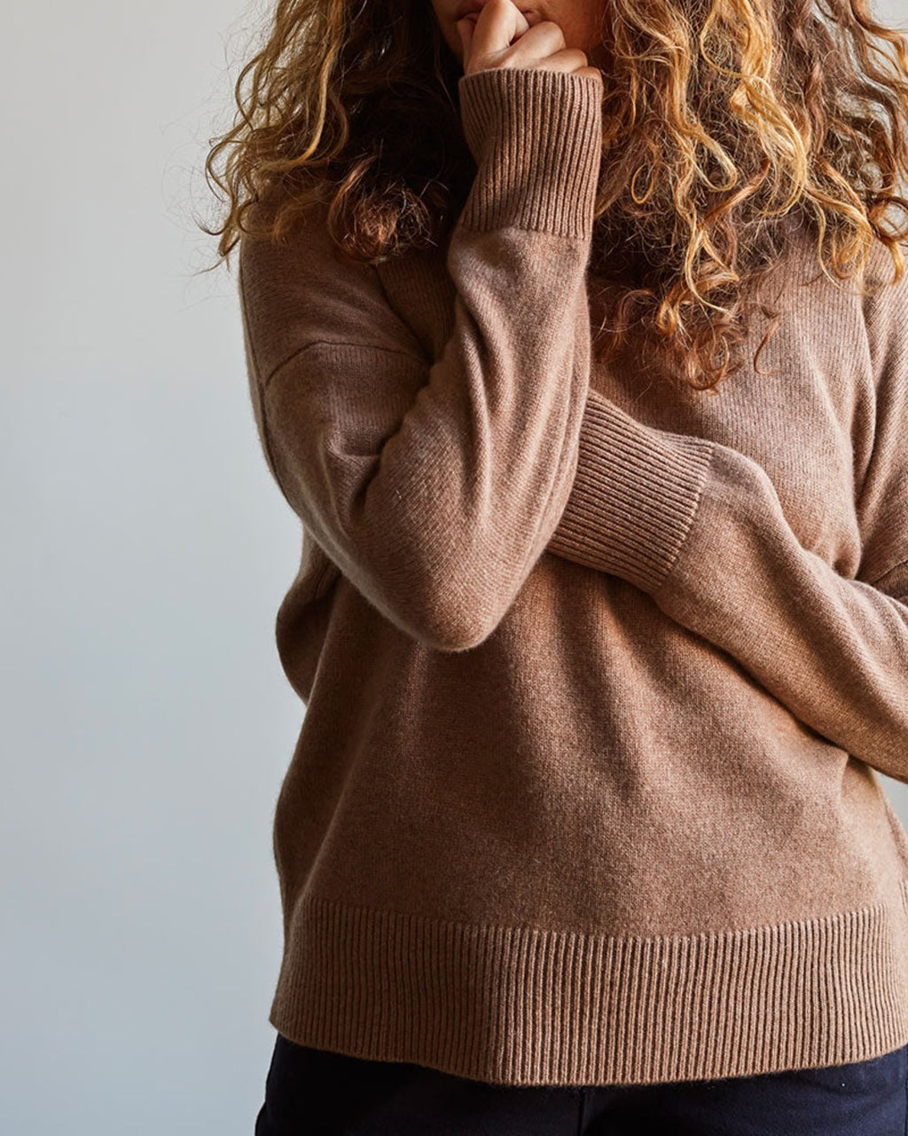 Merci - chimney collar cashmere jumper - Camel