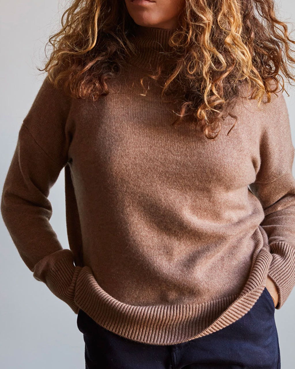 Merci - chimney collar cashmere jumper - Camel