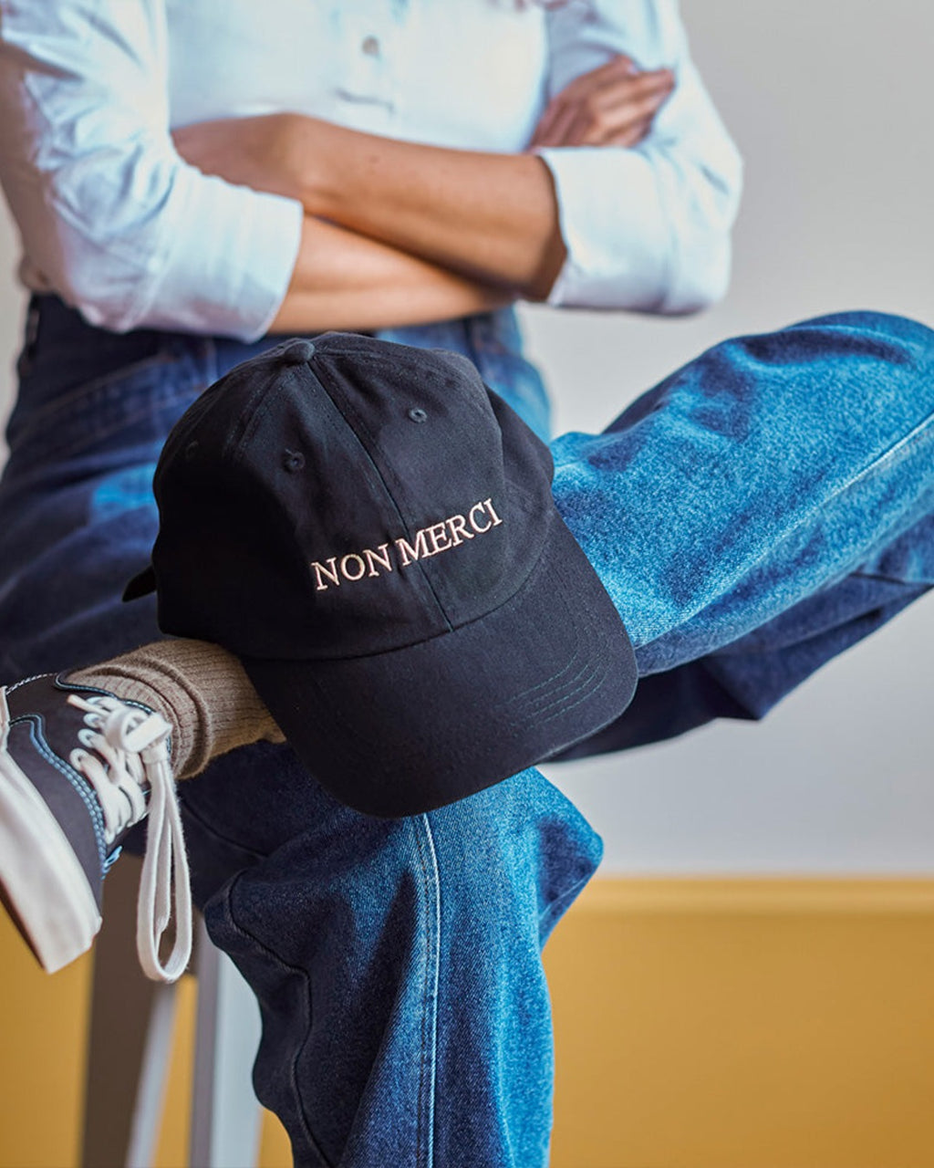 Merci - embroidered cap Non - Black