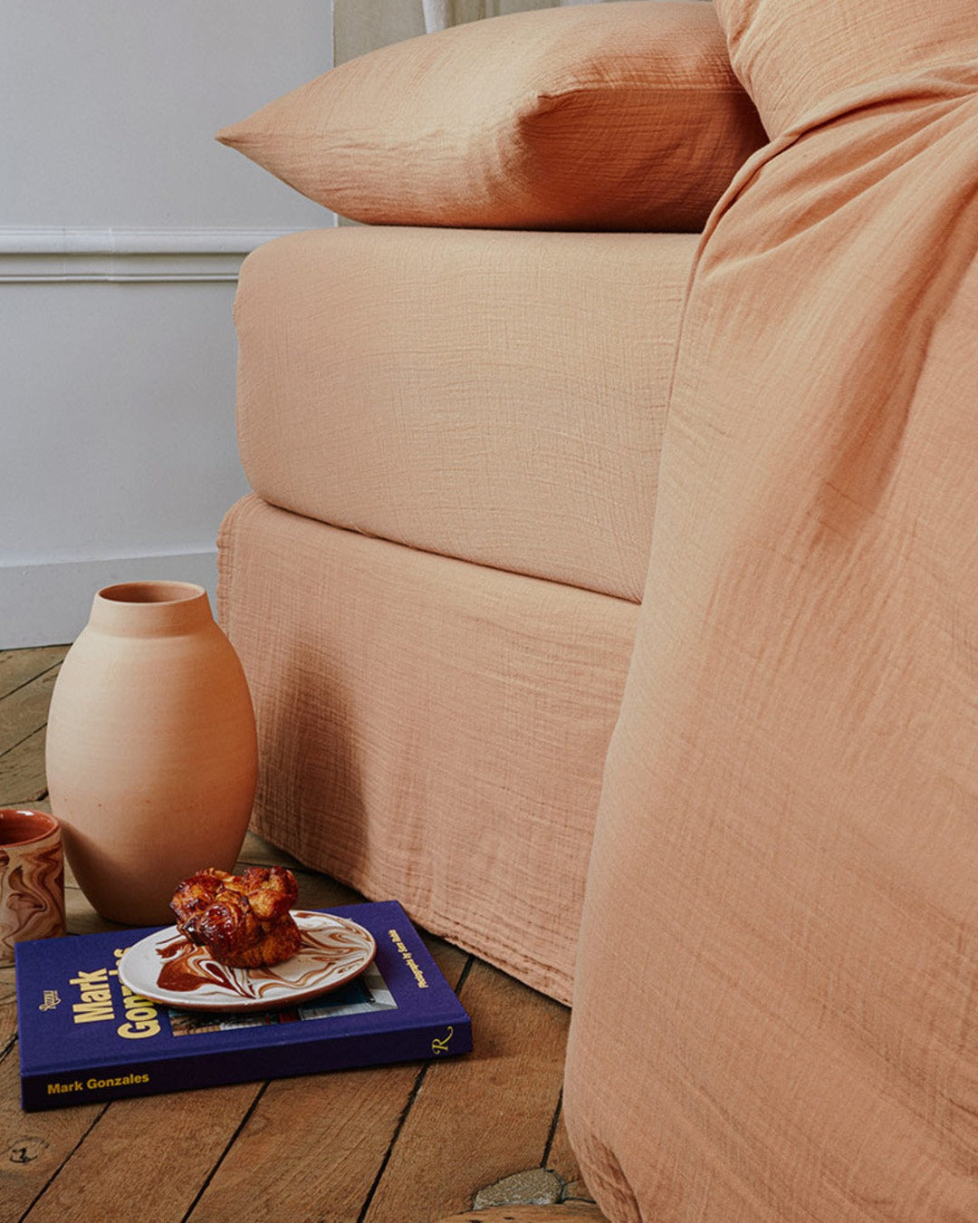 Merci - Cotton gauze fitted sheet - Eiffel Brown