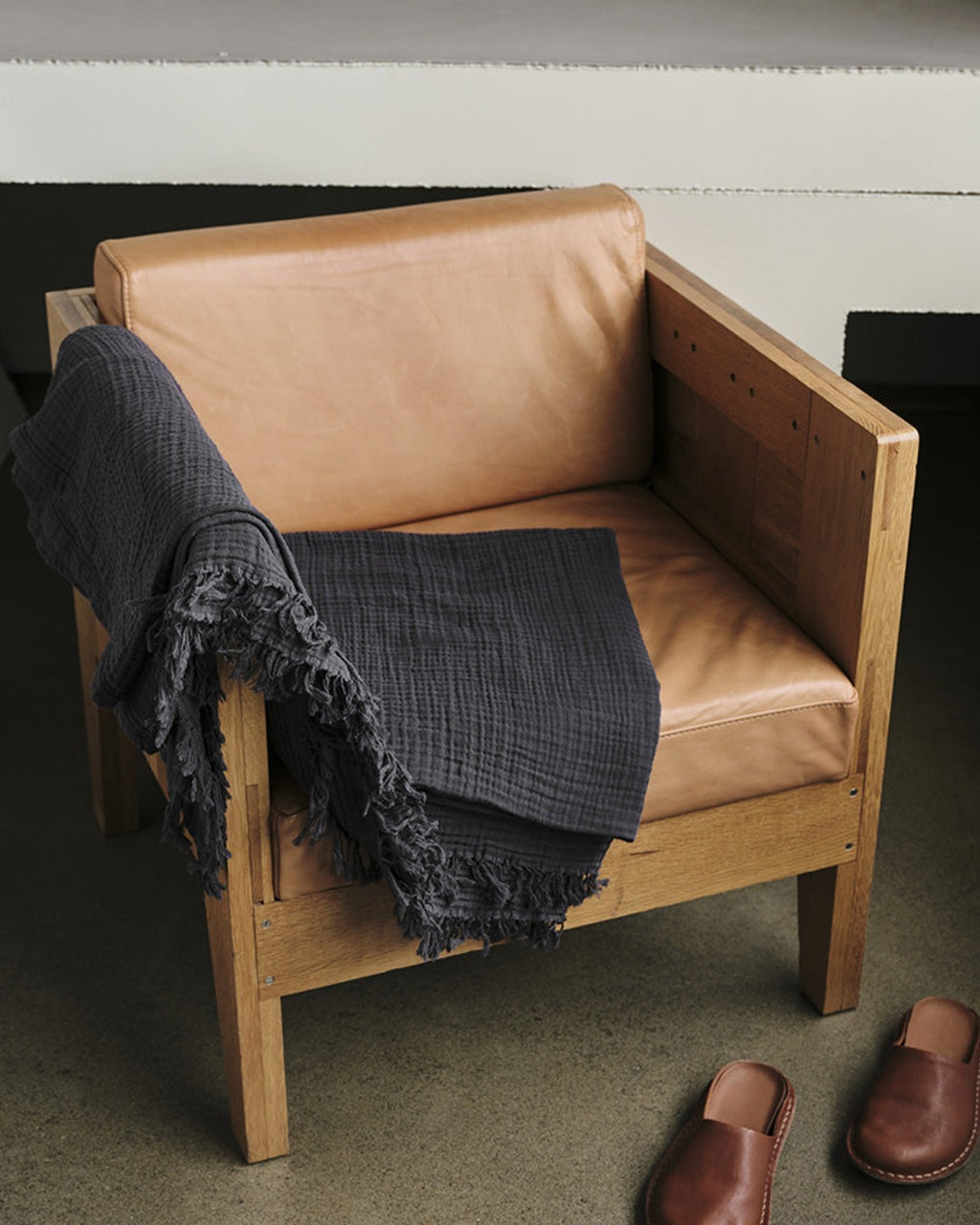 Merci - Cotton gauze plaid - Charcoal Grey
