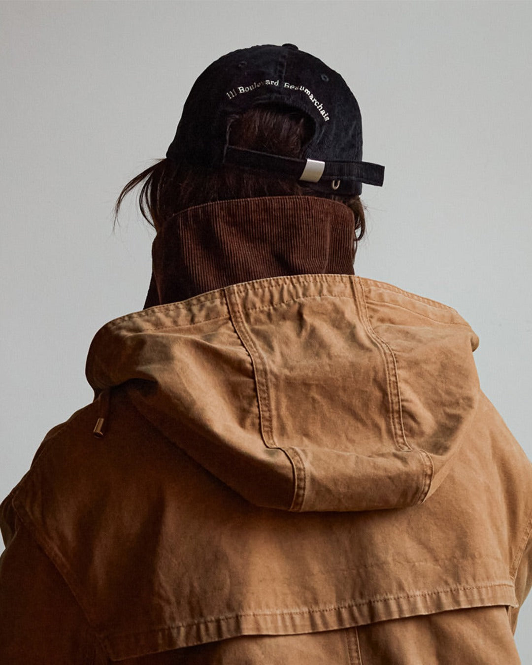 Merci - embroidered cap Non - Black corduroy