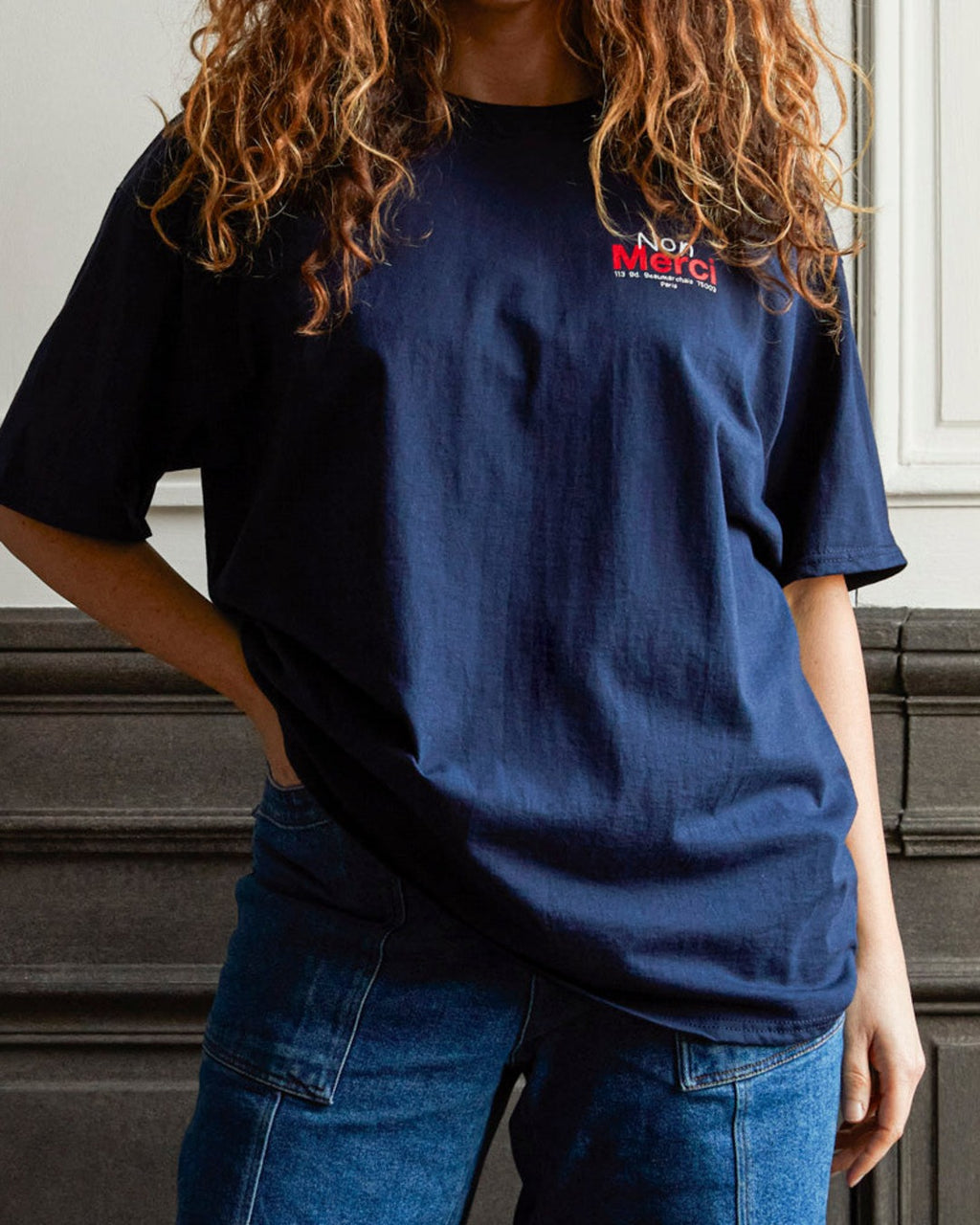 Merci - T-Shirt unisexe Non Merci "Rive Droite" - Bleu Marine