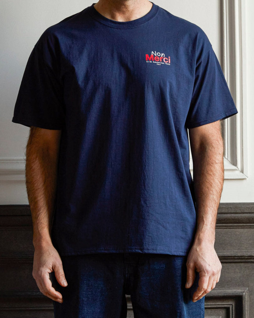 Merci - T-Shirt unisexe Non Merci "Rive Droite" - Bleu Marine
