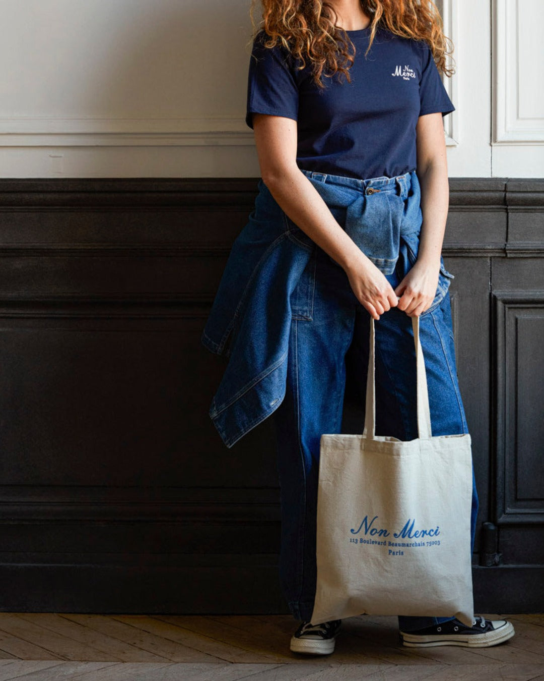Merci - Non cotton tote bag Merci "Rive Gauche" - Blue