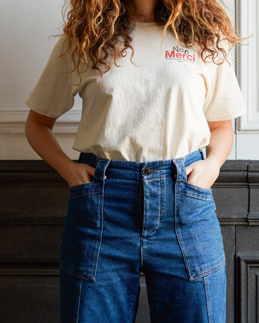 Merci - T-Shirt unisexe Non Merci "Rive Droite" - Beige