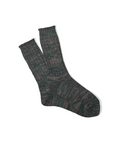 Chaussettes Merci Paris Anonymous ISM 5 Color Mix Crew en coton vert chiné avec maille côtelée épaisse