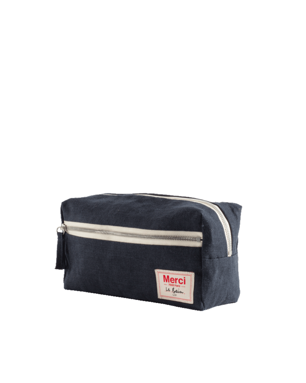 Merci - Trousse De Toilette En Lin Lavé - Bleu Encre