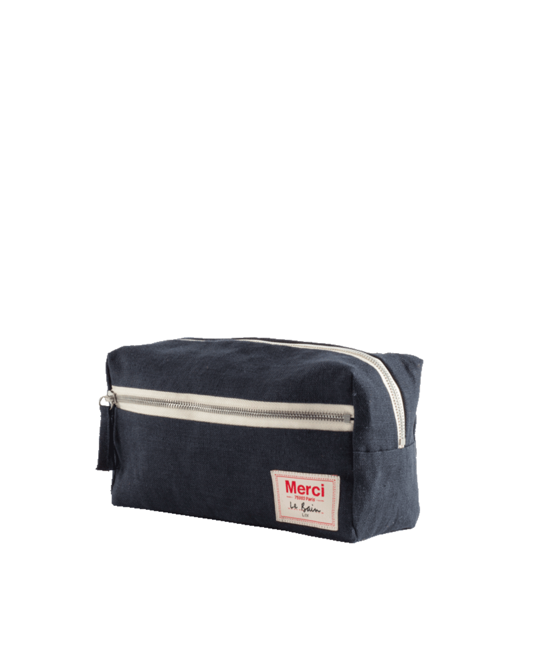 Merci - Trousse De Toilette En Lin Lavé - Bleu Encre