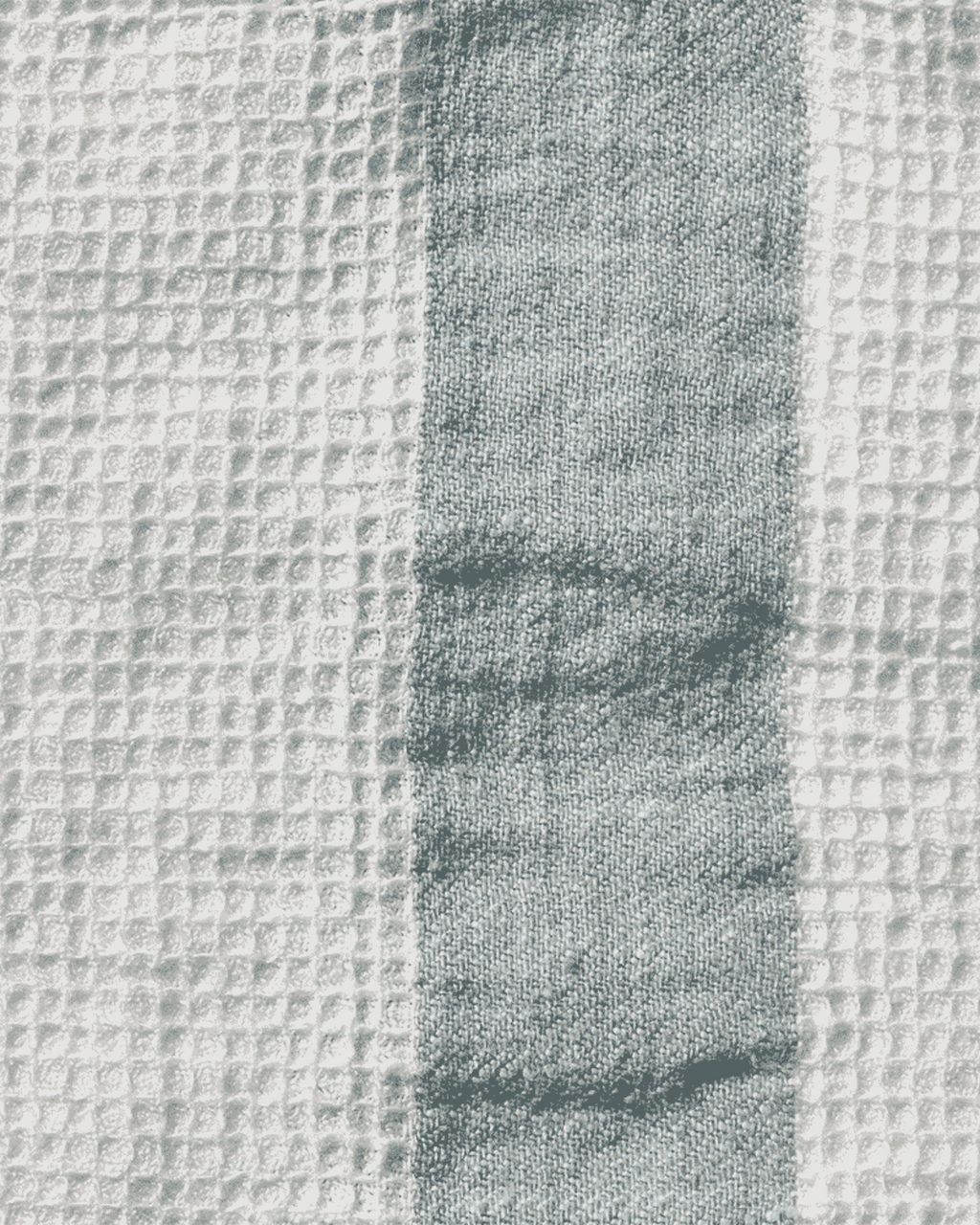 Merci - Serviette De Bain En Lin Nid D'Abeille - Bande Gris Vésuve