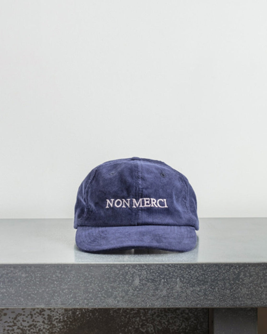 Merci - Casquette Brodée Non Merci - Velours Marine