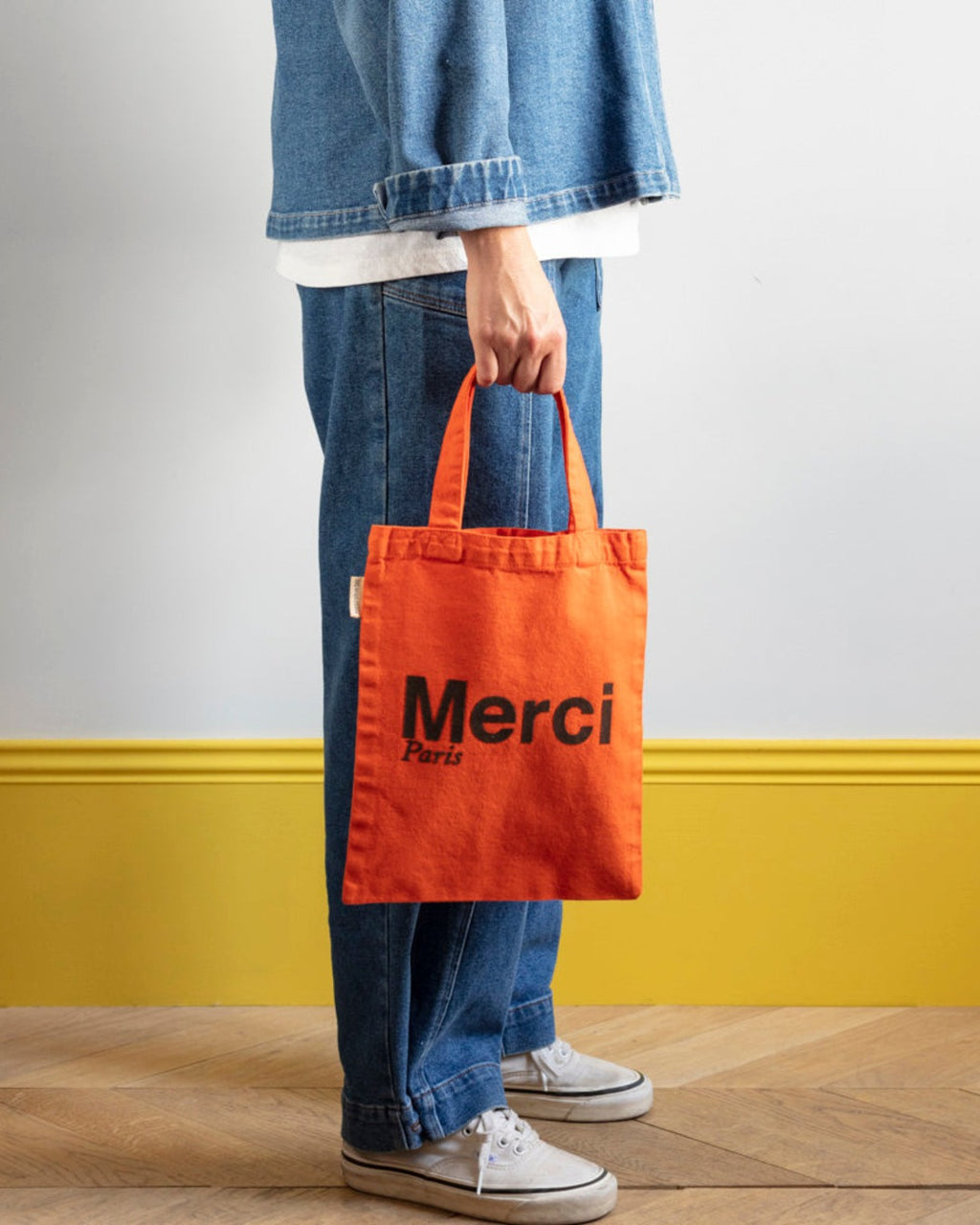 Merci - Tote Bag En Coton - Orange & Marron