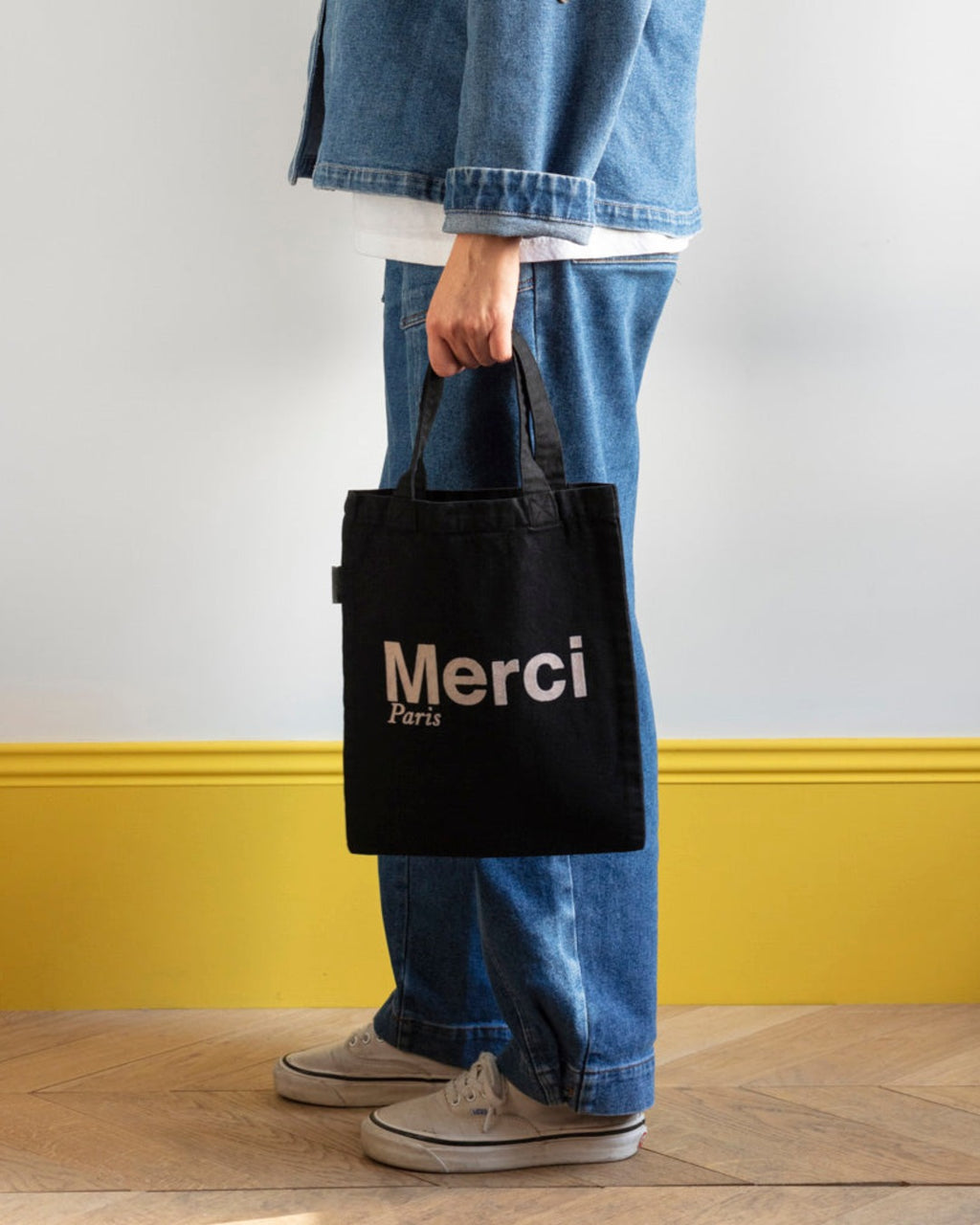 Merci - Tote Bag En Coton - Noir & Crème