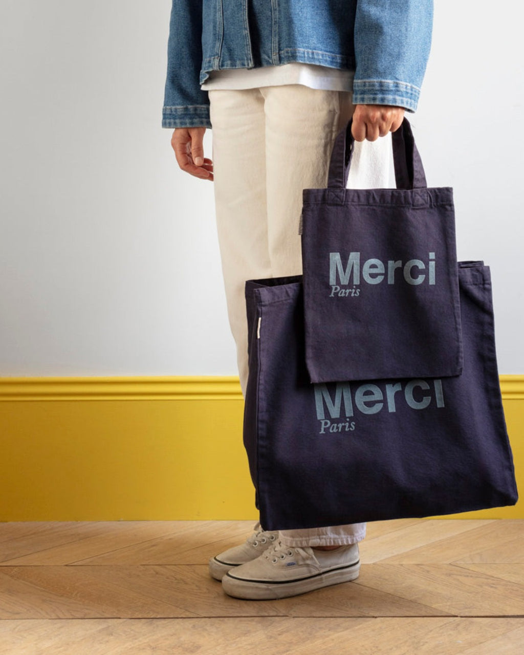Merci - Tote Bag En Coton - Marine
