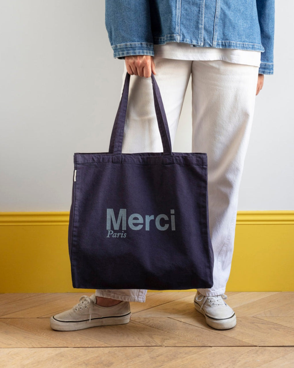 Merci - Tote Bag En Coton - Marine
