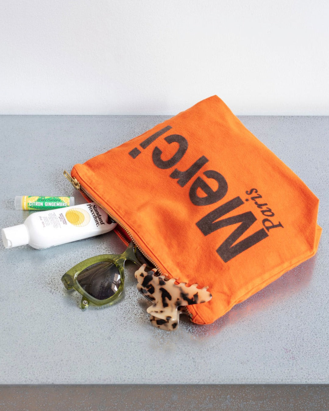 Merci - Cotton pouch - Orange & Brown