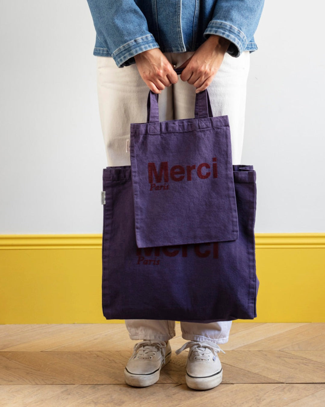 Merci - Cotton Tote Bag - Purple & Burgundy