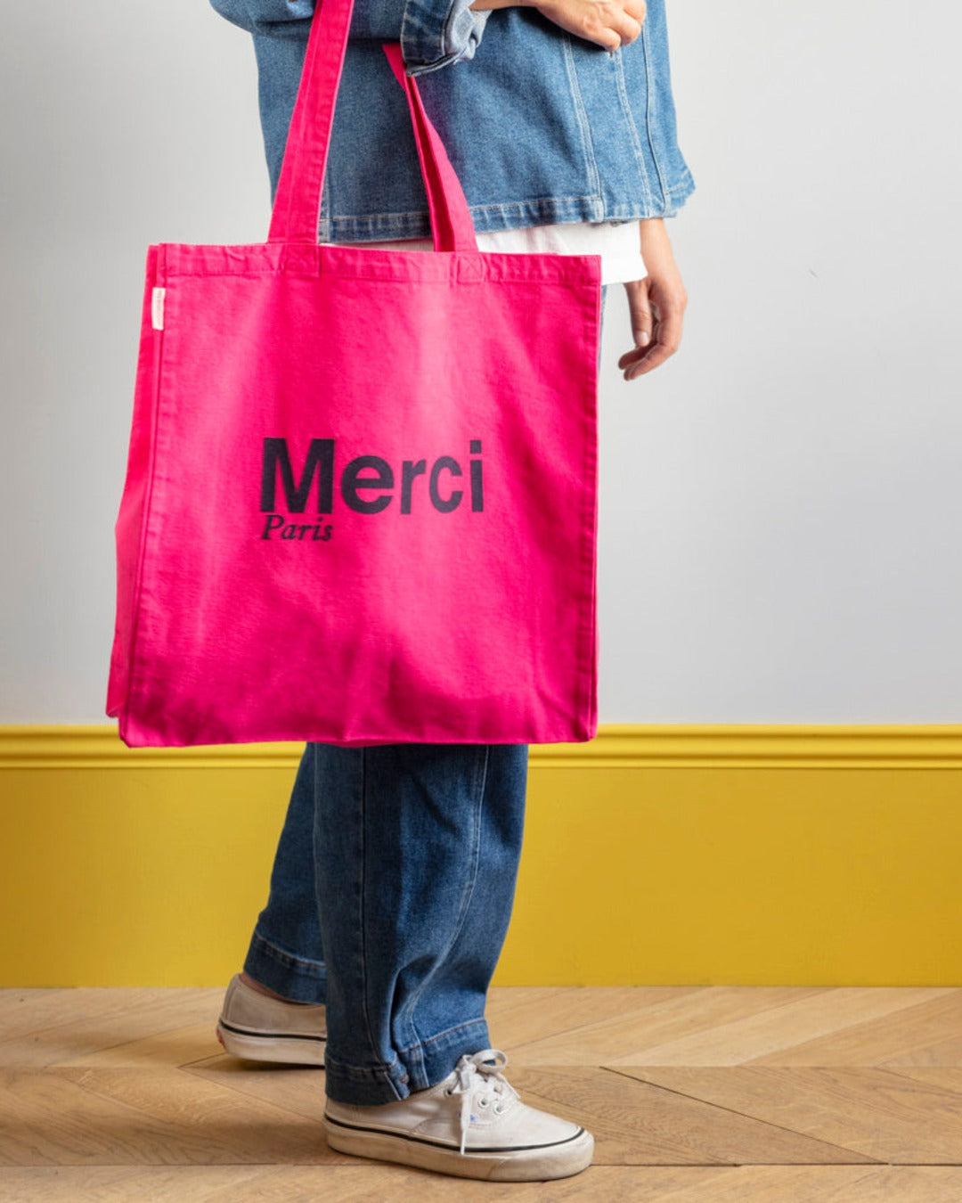 Merci - Cotton Tote Bag - Pink & Navy