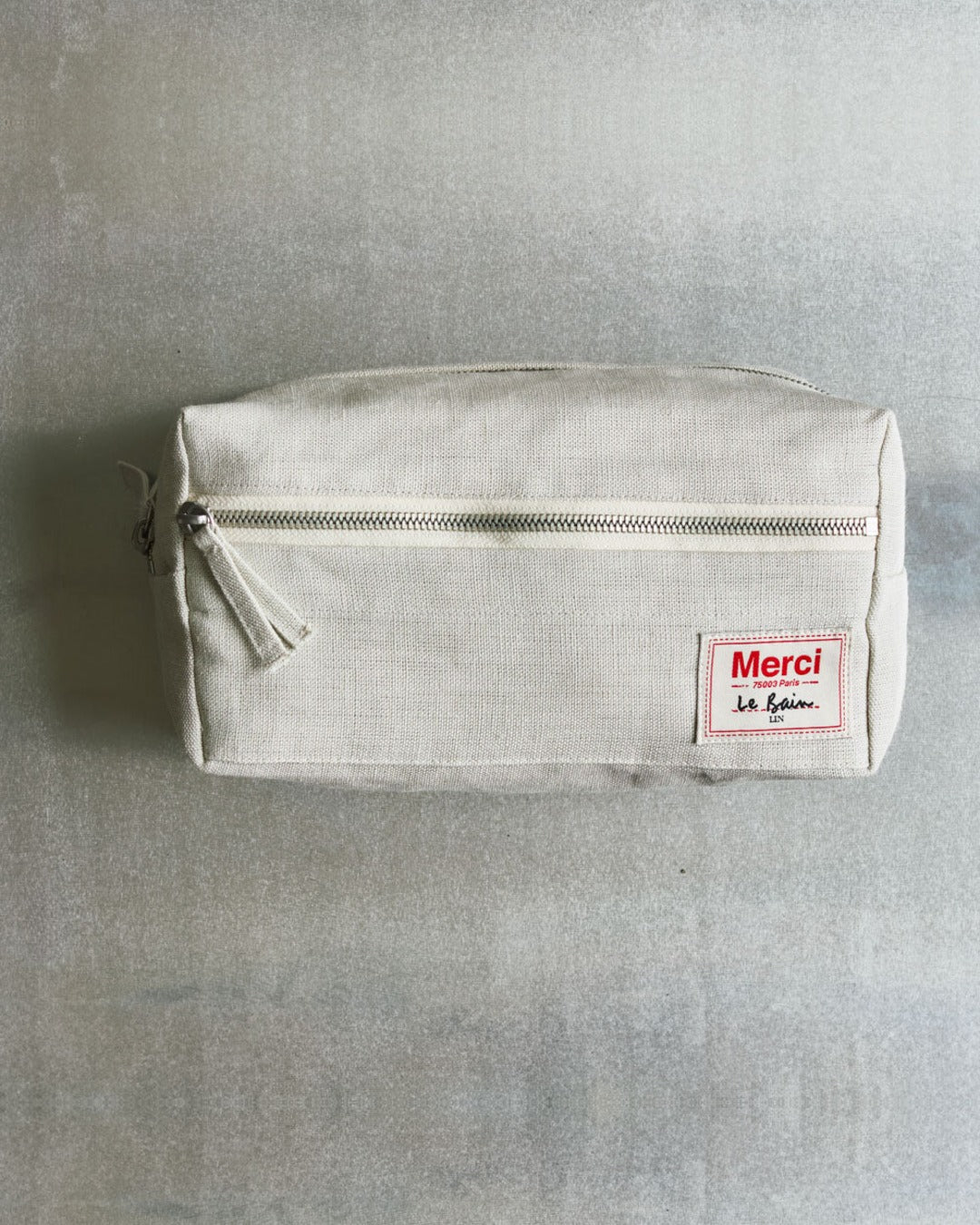 Merci - Trousse De Toilette En Lin Lavé - Pierre