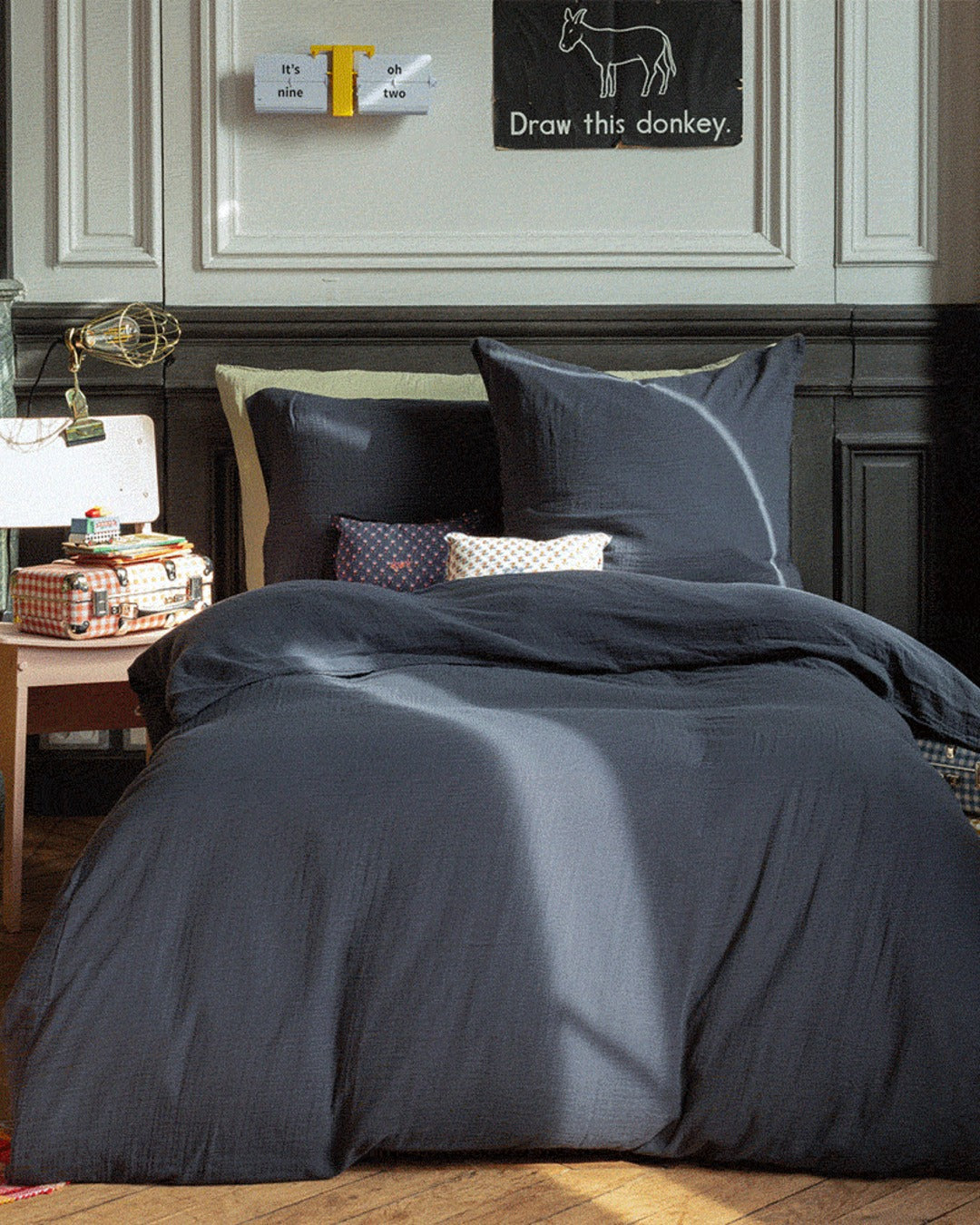 Merci x Caramel - Housse De Couette En Gaze De Coton - Gris Fusain