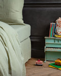 Merci x Caramel - Caramel x Merci - Cotton gauze fitted sheet - Green 77 Rue de Varenne
