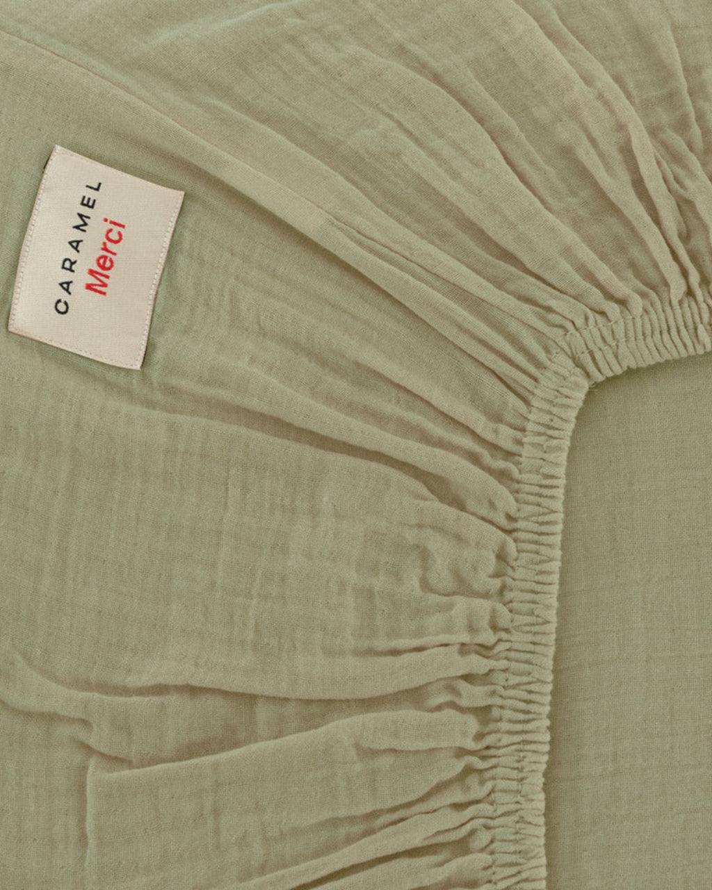 Merci x Caramel - Caramel x Merci - Cotton gauze fitted sheet - Green 77 Rue de Varenne