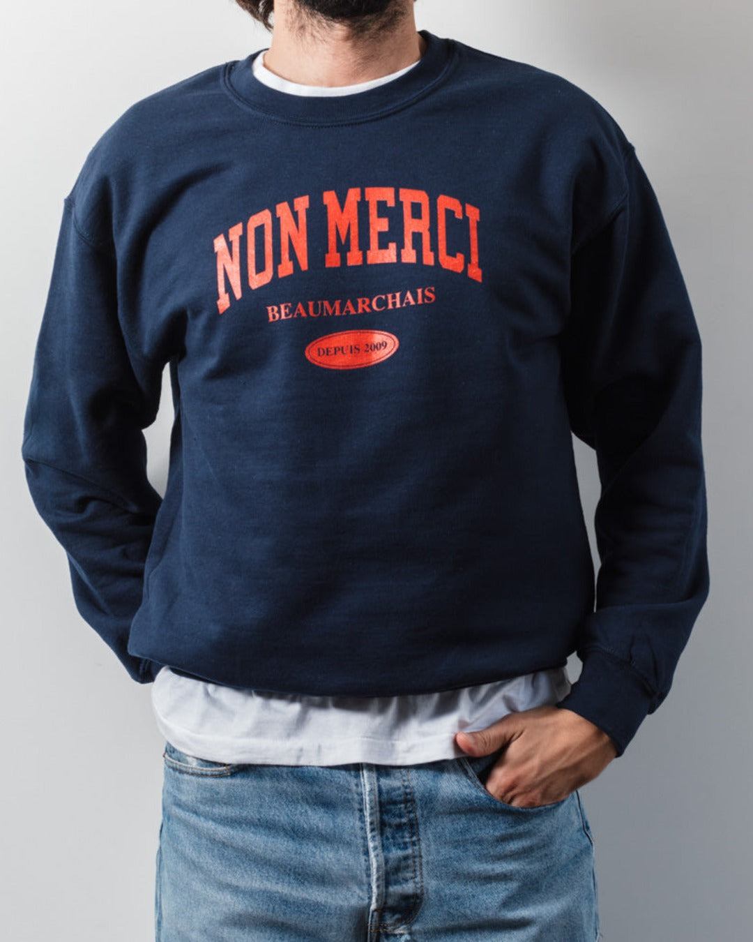 Merci - Sweat College Non Merci - Bleu