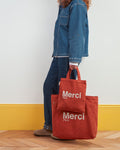 Merci - Cotton Tote Bag - Terracotta & White