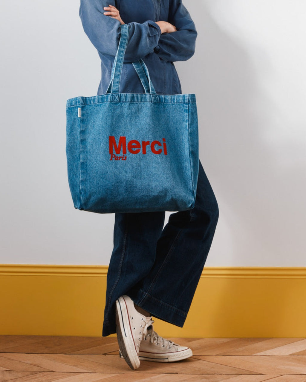 Merci - Cotton Tote Bag - Denim