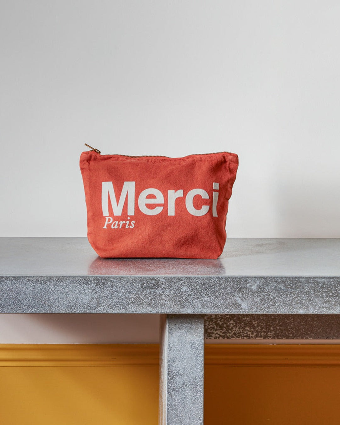 Merci - Cotton pouch - Terracotta & White