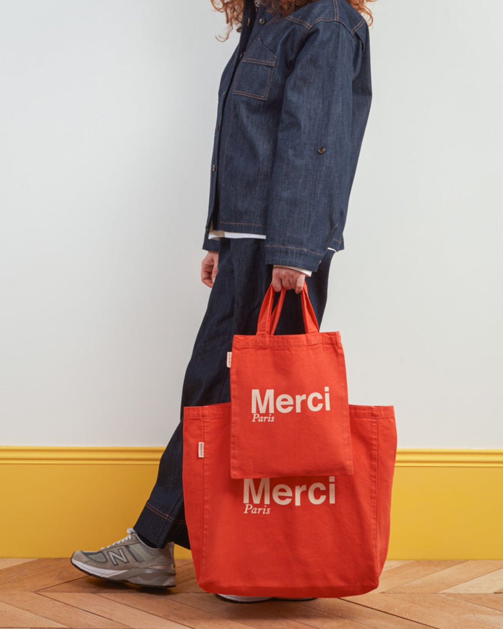 Merci - Cotton Tote Bag - Orange & Sand