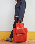 Merci - Cotton Tote Bag - Orange & Sand