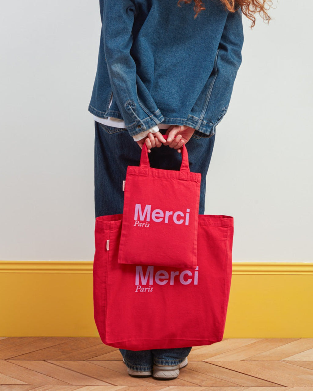 Merci - Tote Bag En Coton - Rouge & Violet