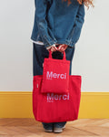 Merci - Tote Bag En Coton - Rouge & Violet