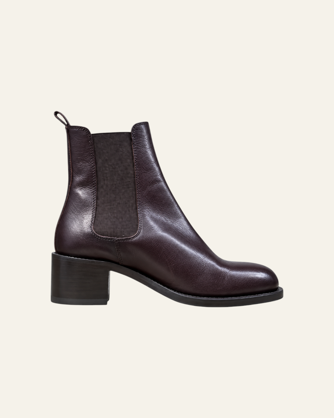 Chelsea ankle boots Merci Paris Elia Maurizi in smooth dark brown leather with 4.5 cm block heel and rounded toe