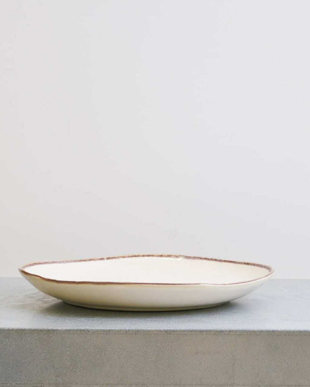 Mos - Stoneware soup plate - Cream & Brown