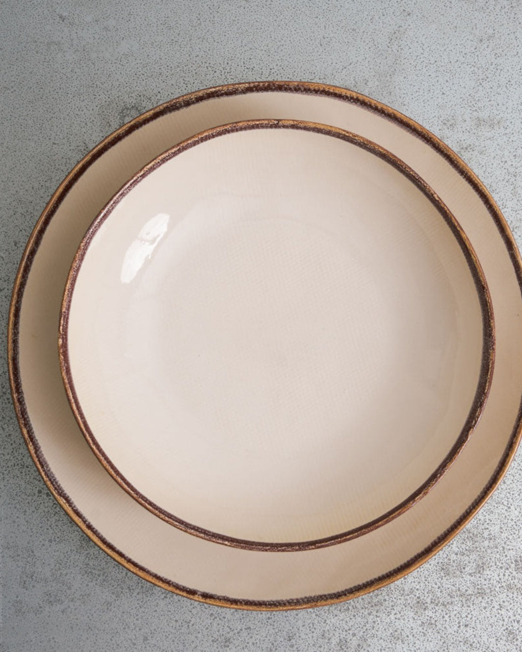 Mos - Assiette Plate En Grès - Crème & Marron