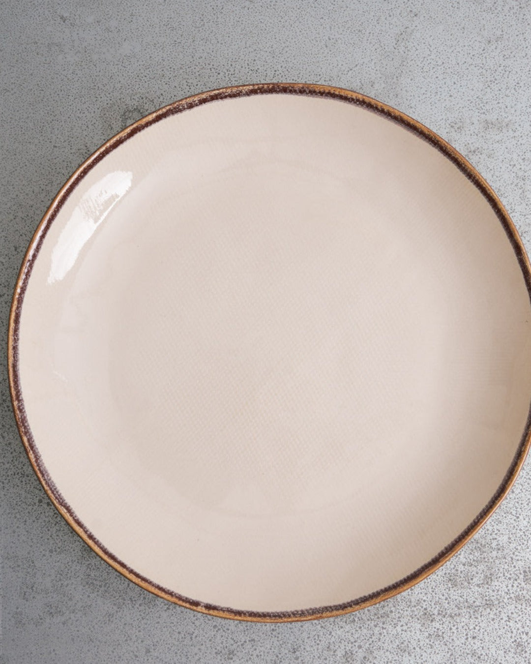 Mos - Assiette Plate En Grès - Crème & Marron