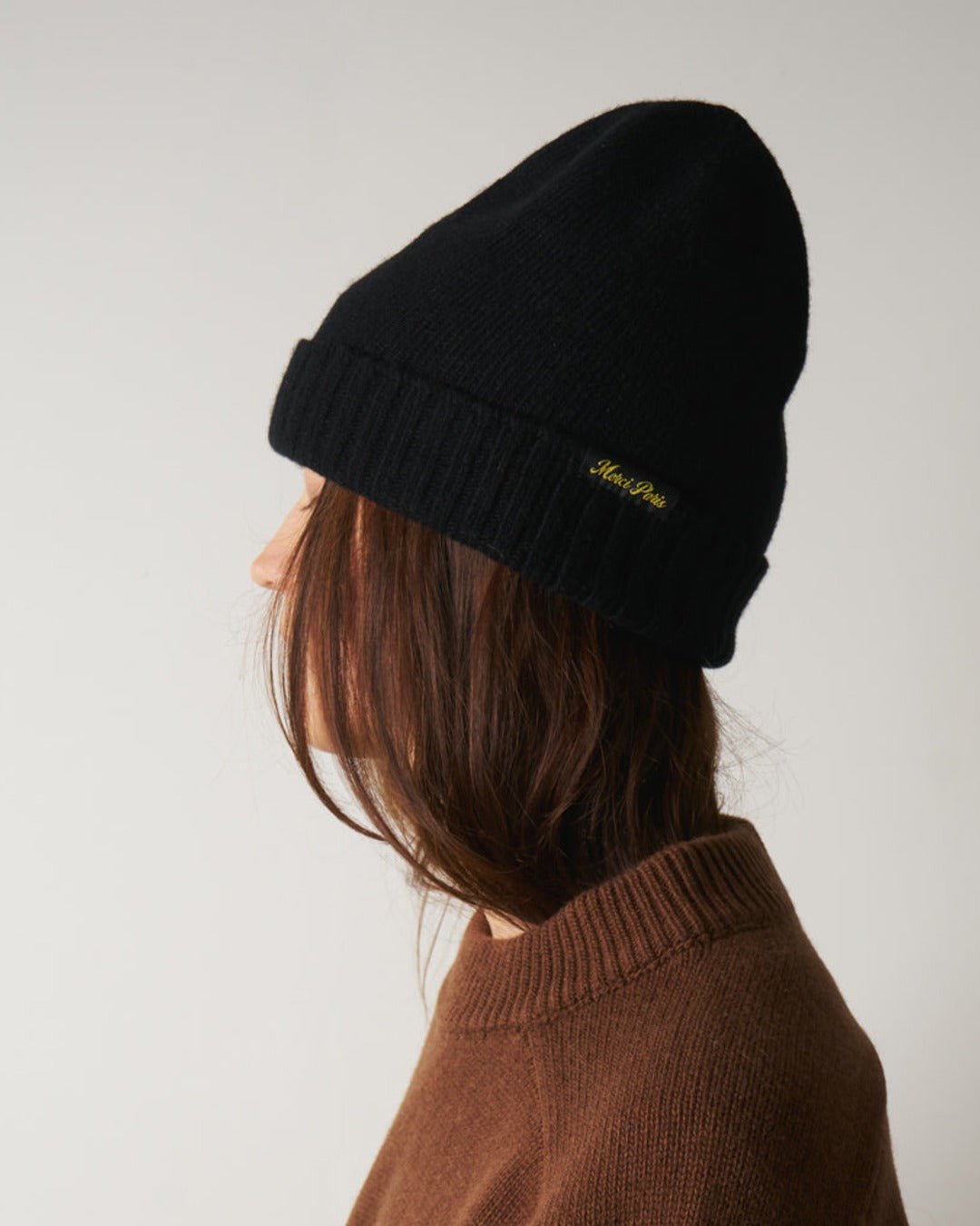 Merci - Wool and cashmere hat - Black & Yellow